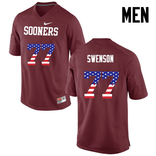 Men Oklahoma Sooners #77 Erik Swenson College Football USA Flag Fashion Jerseys-Crimson
